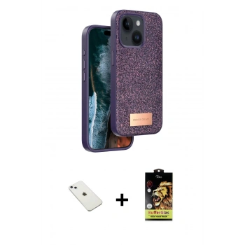 MARSİLYAN™- iPhone 14 Kılıf Vadi Klasik Serisi - Siyah Buffer Cam Ekran Koruyucu + Diamond Kamera Lens - SABE