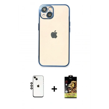 MARSİLYAN™- iPhone 14 Kılıf Vadi Minimal - Siyah Buffer Cam Ekran Koruyucu + Shine Kamera Lens - SH