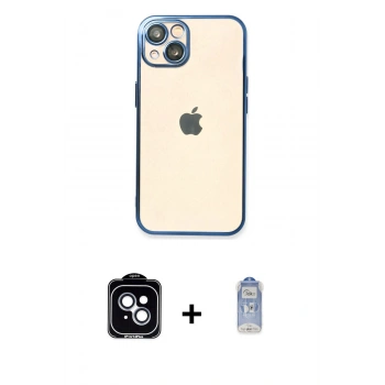 MARSİLYAN™- iPhone 14 Kılıf Vadi Minimal - Siyah Joko Magic 5D Cam + PVD Metal Kamera Lens - MI