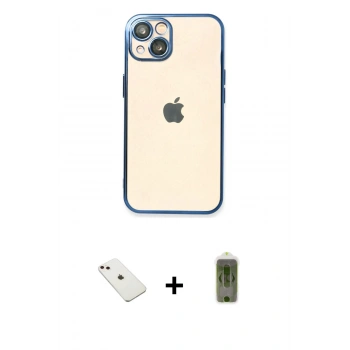 MARSİLYAN™- iPhone 14 Kılıf Vadi Minimal - Siyah Joko Magic 5D Hayalet Cam + Diamond Kamera Lens - PE