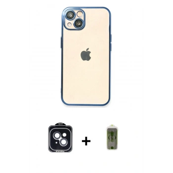 MARSİLYAN™- iPhone 14 Kılıf Vadi Minimal - Siyah Joko Magic 5D Hayalet Cam + PVD Metal Kamera Lens - SH