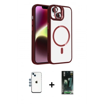 MARSİLYAN™- iPhone 14 Kılıf Yadigar Asil Koleksiyonu - Şeffaf 360 Full Body Arka Koruyucu + Shine Kamera Lens - MI