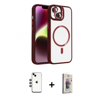 MARSİLYAN™- iPhone 14 Kılıf Yadigar Asil Koleksiyonu - Siyah Bilvis 3D Cam Ekran Koruyucu + Shine Kamera Lens - YL