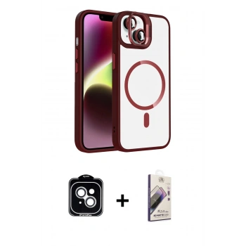 MARSİLYAN™- iPhone 14 Kılıf Yadigar Asil Koleksiyonu - Siyah Bilvis 3D Mat Cam Ekran Koruyucu + PVD Metal Kamera Lens - GS