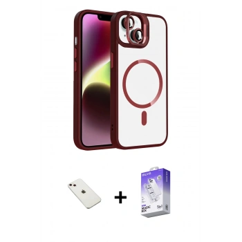 MARSİLYAN™- iPhone 14 Kılıf Yadigar Asil Koleksiyonu - Siyah Bilvis 5in1 3D Magic Cam Ekran Koruyucu + Diamond Kamera Lens - PE