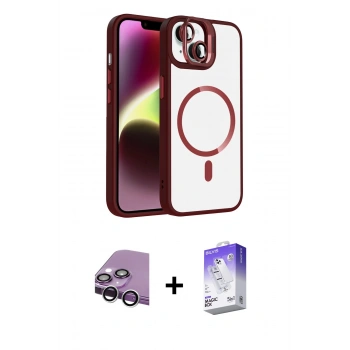 MARSİLYAN™- iPhone 14 Kılıf Yadigar Asil Koleksiyonu - Siyah Bilvis 5in1 3D Magic Cam Ekran Koruyucu + Raze Metal Kamera Lens - GS