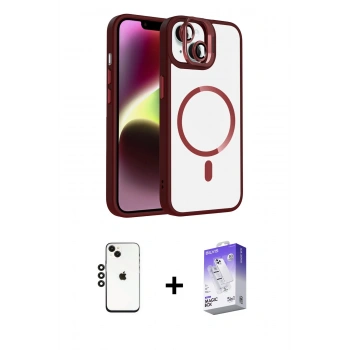 MARSİLYAN™- iPhone 14 Kılıf Yadigar Asil Koleksiyonu - Siyah Bilvis 5in1 3D Magic Cam Ekran Koruyucu + Shine Kamera Lens - SH