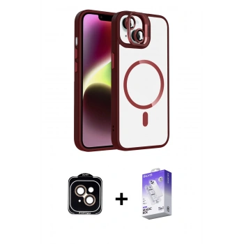 MARSİLYAN™- iPhone 14 Kılıf Yadigar Asil Koleksiyonu - Siyah Bilvis 5in1 3D Magic Cam Ekran Koruyucu + PVD Metal Kamera Lens - TU