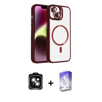 MARSİLYAN™- iPhone 14 Kılıf Yadigar Asil Koleksiyonu - Siyah Bilvis 5in1 3D Magic Cam Ekran Koruyucu + PVD Metal Kamera Lens - YL