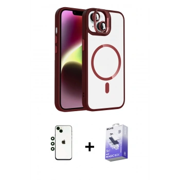 MARSİLYAN™- iPhone 14 Kılıf Yadigar Asil Koleksiyonu - Siyah Bilvis 5in1 5D Magic Hayalet Cam Ekran Koruyucu + Shine Kamera Lens - YL