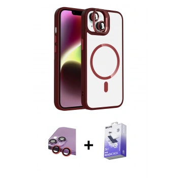 MARSİLYAN™- iPhone 14 Kılıf Yadigar Asil Koleksiyonu - Siyah Bilvis 5in1 5D Magic Hayalet Cam Ekran Koruyucu + Raze Metal Kamera Lens - KI