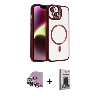MARSİLYAN™- iPhone 14 Kılıf Yadigar Asil Koleksiyonu - Siyah Bilvis Hayalet Cam Ekran Koruyucu + Raze Metal Kamera Lens - MR