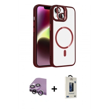 MARSİLYAN™- iPhone 14 Kılıf Yadigar Asil Koleksiyonu - Siyah Bilvis Hayalet Cam Ekran Koruyucu + Raze Metal Kamera Lens - GS