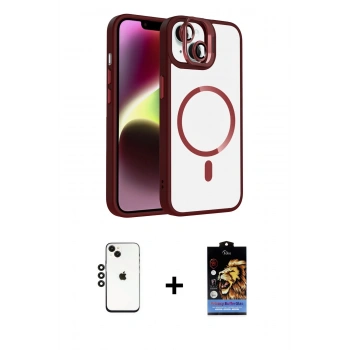 MARSİLYAN™- iPhone 14 Kılıf Yadigar Asil Koleksiyonu - Siyah Buffer Hayalet Cam Ekran Koruyucu + Shine Kamera Lens - SH