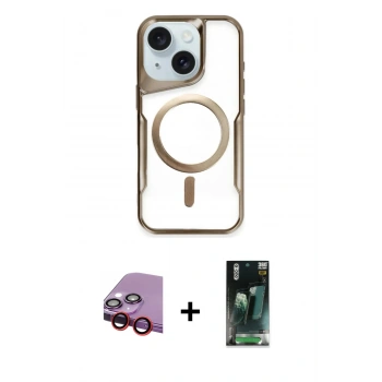 MARSİLYAN™- iPhone 14 Kılıf Yadigar Klasik Özel Seri - Şeffaf 360 Full Body Arka Koruyucu + Raze Metal Kamera Lens - KI