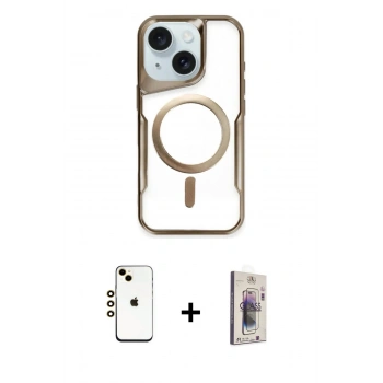 MARSİLYAN™- iPhone 14 Kılıf Yadigar Klasik Özel Seri - Siyah Bilvis 3D Cam Ekran Koruyucu + Shine Kamera Lens - GD