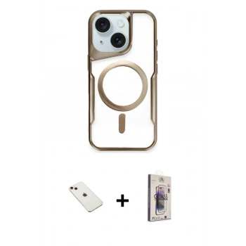 MARSİLYAN™- iPhone 14 Kılıf Yadigar Klasik Özel Seri - Siyah Bilvis 3D Cam Ekran Koruyucu + Diamond Kamera Lens - KI