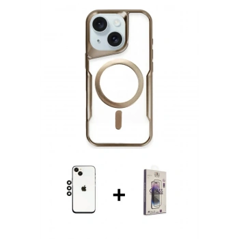 MARSİLYAN™- iPhone 14 Kılıf Yadigar Klasik Özel Seri - Siyah Bilvis 3D Cam Ekran Koruyucu + Shine Kamera Lens - SH