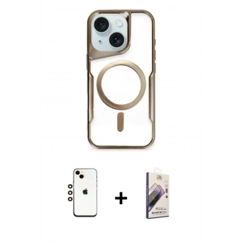MARSİLYAN™- iPhone 14 Kılıf Yadigar Klasik Özel Seri - Siyah Bilvis 3D Mat Cam Ekran Koruyucu + Shine Kamera Lens - GD