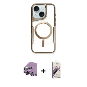 MARSİLYAN™- iPhone 14 Kılıf Yadigar Klasik Özel Seri - Siyah Bilvis 3D Mat Cam Ekran Koruyucu + Raze Metal Kamera Lens - GS