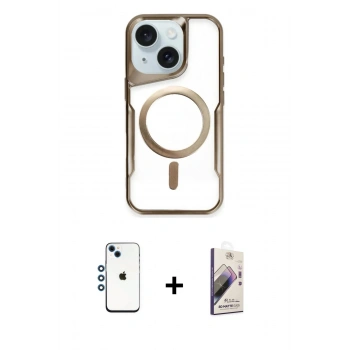 MARSİLYAN™- iPhone 14 Kılıf Yadigar Klasik Özel Seri - Siyah Bilvis 3D Mat Cam Ekran Koruyucu + Shine Kamera Lens - MI