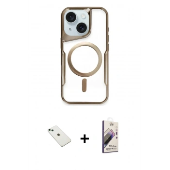 MARSİLYAN™- iPhone 14 Kılıf Yadigar Klasik Özel Seri - Siyah Bilvis 3D Mat Cam Ekran Koruyucu + Diamond Kamera Lens - YL