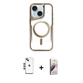 MARSİLYAN™- iPhone 14 Kılıf Yadigar Klasik Özel Seri - Siyah Bilvis 3D Mat Cam Ekran Koruyucu + Shine Kamera Lens - YL
