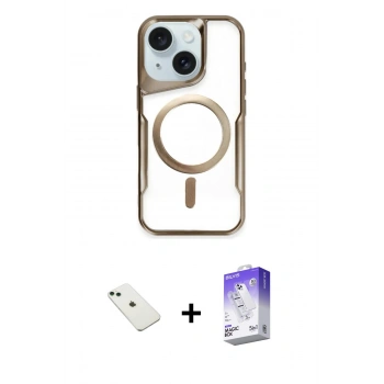 MARSİLYAN™- iPhone 14 Kılıf Yadigar Klasik Özel Seri - Siyah Bilvis 5in1 3D Magic Cam Ekran Koruyucu + Diamond Kamera Lens - YL