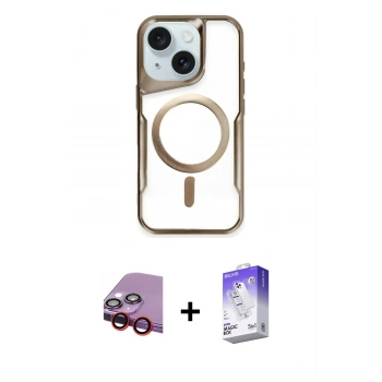 MARSİLYAN™- iPhone 14 Kılıf Yadigar Klasik Özel Seri - Siyah Bilvis 5in1 3D Magic Cam Ekran Koruyucu + Raze Metal Kamera Lens - KI