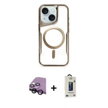 MARSİLYAN™- iPhone 14 Kılıf Yadigar Klasik Özel Seri - Siyah Bilvis Hayalet Cam Ekran Koruyucu + Raze Metal Kamera Lens - SH