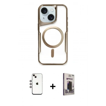 MARSİLYAN™- iPhone 14 Kılıf Yadigar Klasik Özel Seri - Siyah Bilvis Hayalet Cam Ekran Koruyucu + Shine Kamera Lens - GI