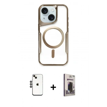 MARSİLYAN™- iPhone 14 Kılıf Yadigar Klasik Özel Seri - Siyah Bilvis Hayalet Cam Ekran Koruyucu + Shine Kamera Lens - SH