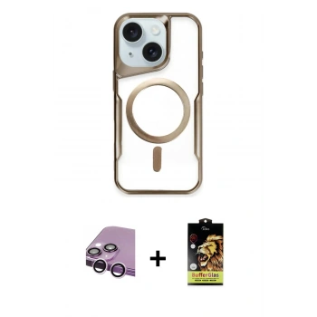 MARSİLYAN™- iPhone 14 Kılıf Yadigar Klasik Özel Seri - Siyah Buffer Cam Ekran Koruyucu + Raze Metal Kamera Lens - MR