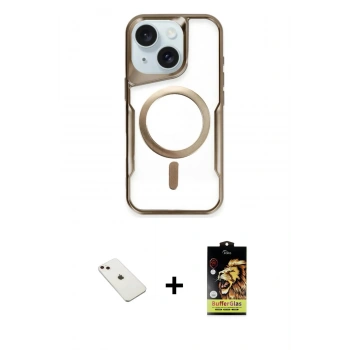 MARSİLYAN™- iPhone 14 Kılıf Yadigar Klasik Özel Seri - Siyah Buffer Cam Ekran Koruyucu + Diamond Kamera Lens - PE