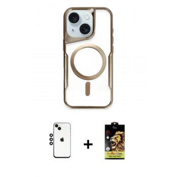 MARSİLYAN™- iPhone 14 Kılıf Yadigar Klasik Özel Seri - Siyah Buffer Cam Ekran Koruyucu + Shine Kamera Lens - SH