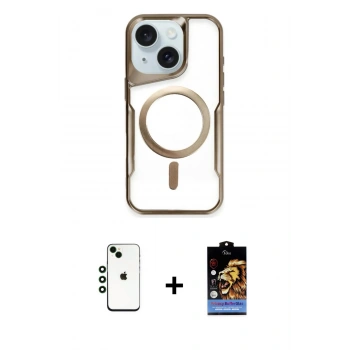 MARSİLYAN™- iPhone 14 Kılıf Yadigar Klasik Özel Seri - Siyah Buffer Hayalet Cam Ekran Koruyucu + Shine Kamera Lens - YL