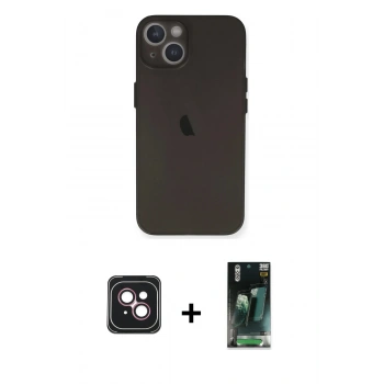 MARSİLYAN™- iPhone 14 Kılıf Yadigar Yansıma Serisi - Şeffaf 360 Full Body Arka Koruyucu + PVD Metal Kamera Lens - PE