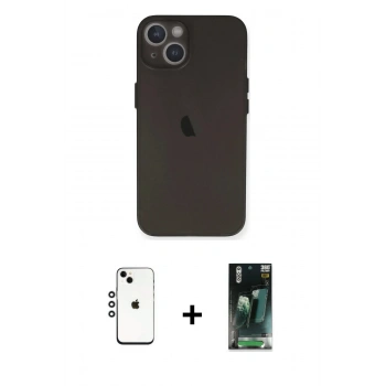 MARSİLYAN™- iPhone 14 Kılıf Yadigar Yansıma Serisi - Şeffaf 360 Full Body Arka Koruyucu + Shine Kamera Lens - GS