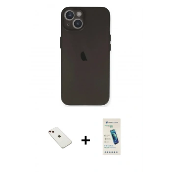 MARSİLYAN™- iPhone 14 Kılıf Yadigar Yansıma Serisi - Şeffaf Pasifik Cam Ekran Koruyucu + Diamond Kamera Lens - KI
