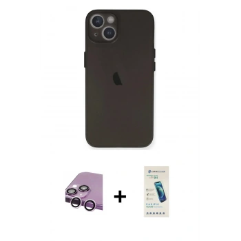 MARSİLYAN™- iPhone 14 Kılıf Yadigar Yansıma Serisi - Şeffaf Pasifik Cam Ekran Koruyucu + Raze Metal Kamera Lens - MR