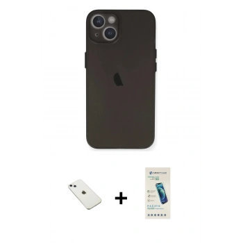 MARSİLYAN™- iPhone 14 Kılıf Yadigar Yansıma Serisi - Şeffaf Pasifik Cam Ekran Koruyucu + Diamond Kamera Lens - SABE