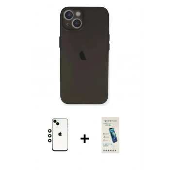 MARSİLYAN™- iPhone 14 Kılıf Yadigar Yansıma Serisi - Şeffaf Pasifik Cam Ekran Koruyucu + Shine Kamera Lens - YL
