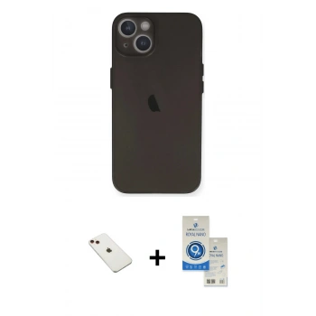MARSİLYAN™- iPhone 14 Kılıf Yadigar Yansıma Serisi - Şeffaf Royal Nano Ekran Koruyucu + Diamond Kamera Lens - KI