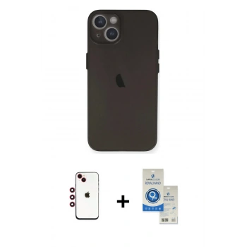 MARSİLYAN™- iPhone 14 Kılıf Yadigar Yansıma Serisi - Şeffaf Royal Nano Ekran Koruyucu + Shine Kamera Lens - KI
