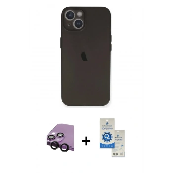 MARSİLYAN™- iPhone 14 Kılıf Yadigar Yansıma Serisi - Şeffaf Royal Nano Ekran Koruyucu + Raze Metal Kamera Lens - SH