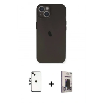 MARSİLYAN™- iPhone 14 Kılıf Yadigar Yansıma Serisi - Siyah Bilvis Hayalet Cam Ekran Koruyucu + Shine Kamera Lens - GS