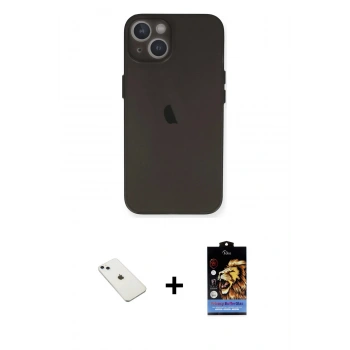 MARSİLYAN™- iPhone 14 Kılıf Yadigar Yansıma Serisi - Siyah Buffer Hayalet Cam Ekran Koruyucu + Diamond Kamera Lens - SABE