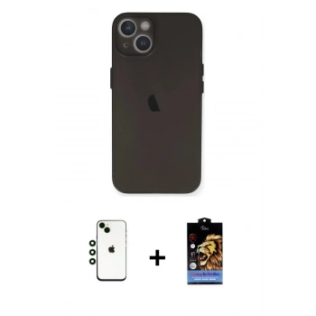 MARSİLYAN™- iPhone 14 Kılıf Yadigar Yansıma Serisi - Siyah Buffer Hayalet Cam Ekran Koruyucu + Shine Kamera Lens - YL