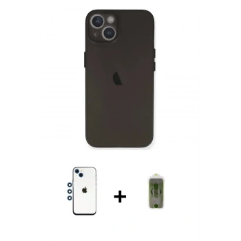 MARSİLYAN™- iPhone 14 Kılıf Yadigar Yansıma Serisi - Siyah Joko Magic 5D Hayalet Cam + Shine Kamera Lens - MI