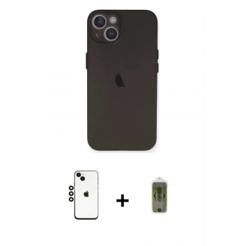 MARSİLYAN™- iPhone 14 Kılıf Yadigar Yansıma Serisi - Siyah Joko Magic 5D Hayalet Cam + Shine Kamera Lens - SH